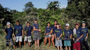 Tree planting by Young Rangers in rainforest