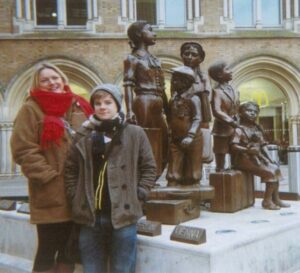 Picture of Louise and Joe Robinson at Liverpool Street Station, at the start of their tour