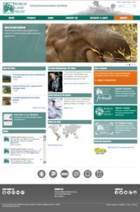 Screen shot of the new home page of World Land Trust website