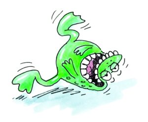 Laughing frog illustration. © 2013 Nick Park.
