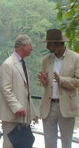 Prince Charles with Vivek Menon in the Vazhachal Forest Range.