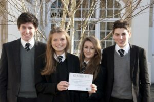 Four pupils from Sevenoaks School with their WLT certificate.
