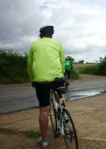 Rear view of a cyclist