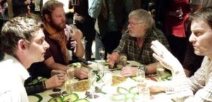 Fundraisers chat to Bill Oddie at WLT's winter gathering.