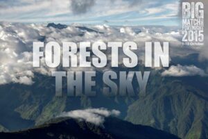 Forests in the Sky logo superimposed over a panoramic view of cloud forest in Ecuador.