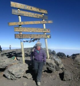 Jenna-Louise Baird, at the summit of Kilimanjaro.