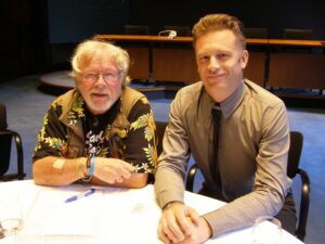Chris Packham with Bill Oddie at WLT's 2014 Controversial Conservation Debate