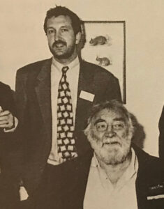 David Bellamy visiting WLT’s offices in Halesworth, shown here with Mark Carwardine, another former trustee, now Council member.