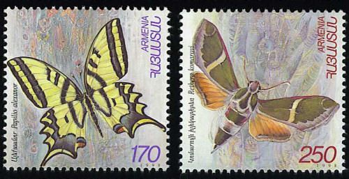 Armenian postage stamps depicting images of butterflies