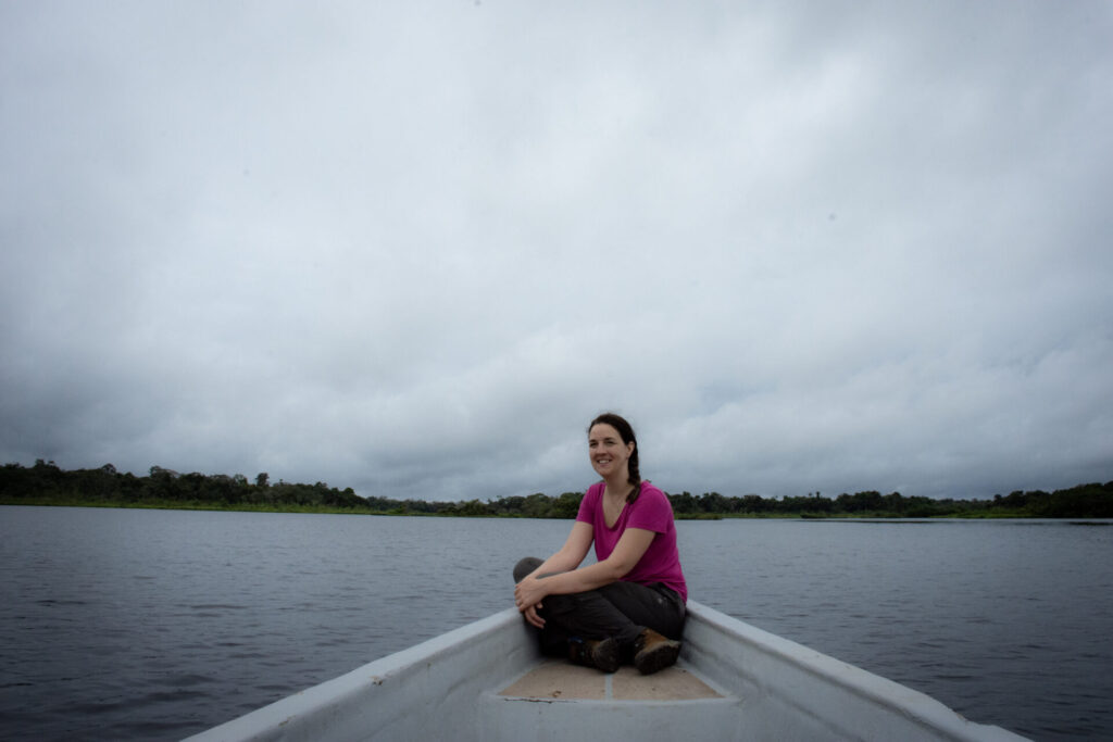 Photo of Mary on a boat in Orellana