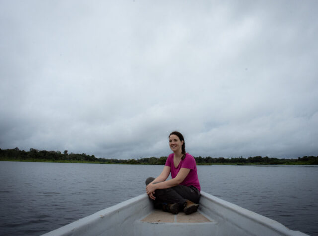 Photo of Mary on a boat in Orellana