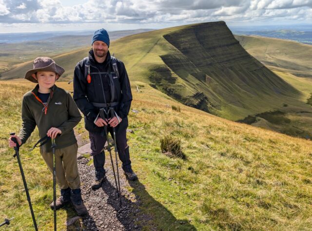 Jack and Dad out hiking in the mountains of Wales.