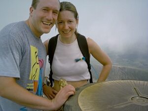 David and Rachel at the top of Yr Wyddfa during the 3 Peaks Challenge. Credit: David Scott and Rachel Rowlands 