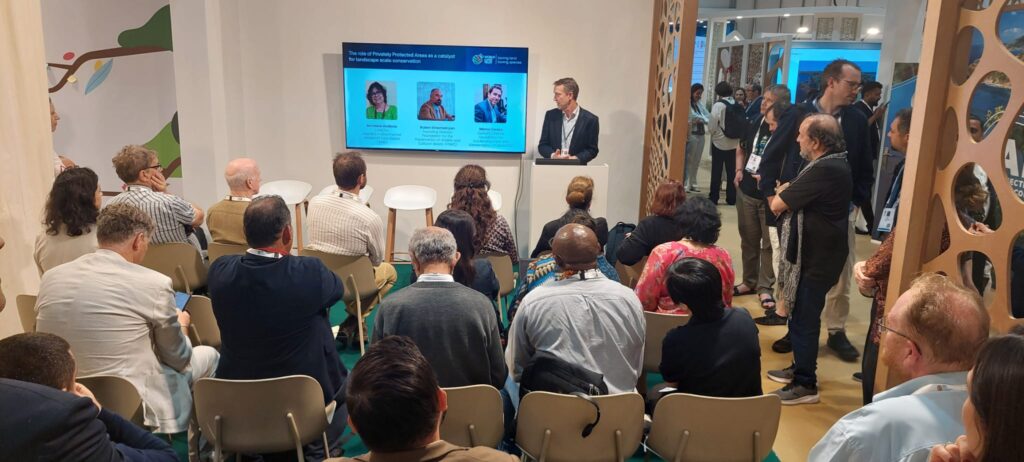 Richard Cuthbert, WLT’s Director of Conservation, leads a session on the role of privately protected areas in global conservation. Credit: WLT