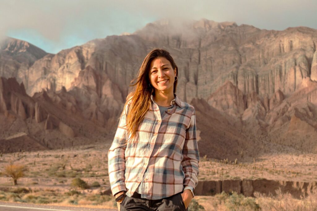 A photo of Lucila Castro in the field